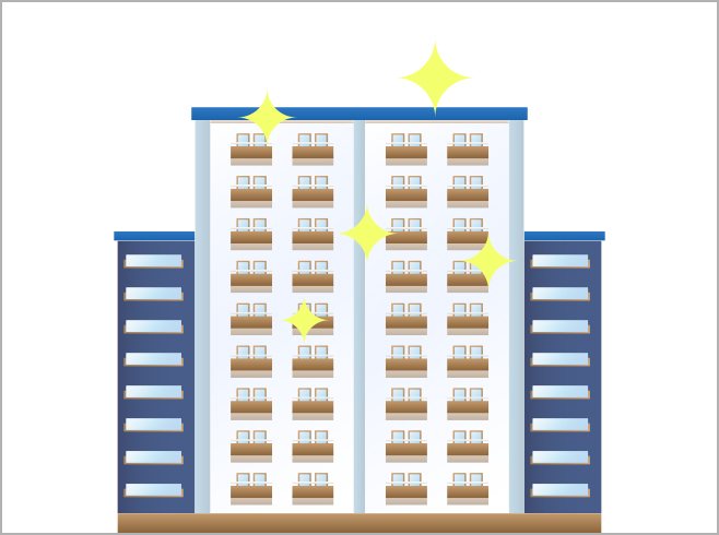 輝く建物で不動産投資の魅力を表すイメージイラスト